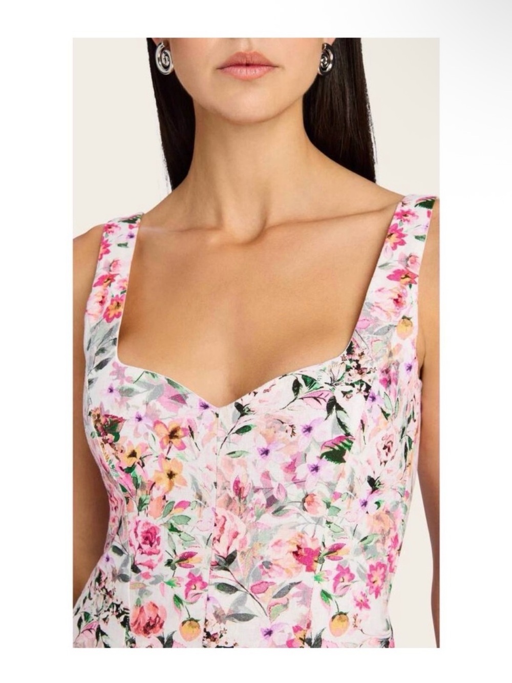 NWT Generation Love Eugenia Floral Linen Pink Split-Front Midi Dress XL - Picture 8 of 16